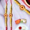 2CT Rakhi for Brother Bhaiya Bhabhi Traditional Handmade Designer Rakhi Set Roli Chawal, Greeting Card Rakshabandhan Rakhi Bracelet Hemper Gift Thread Bracelet